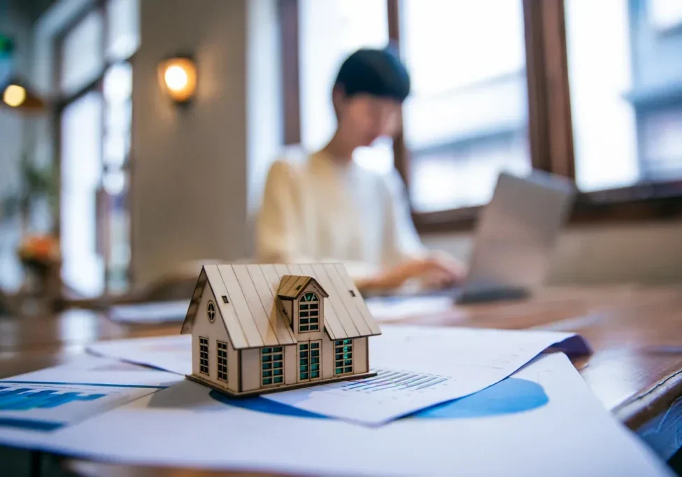 Small house model on table